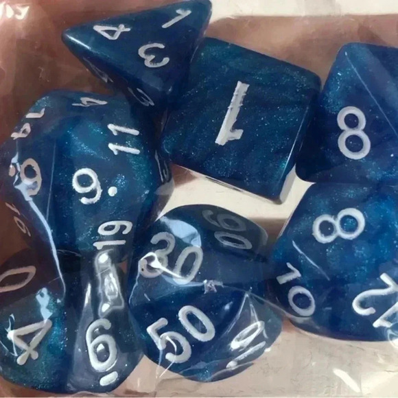 Two 7 Packs D&D Dungeons and Dragons Die Dice Sets Blue & Brown - Picture 2 of 4